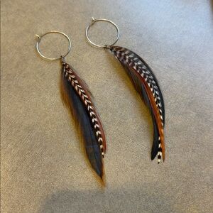 Bohemian Feather Hoop Earrings